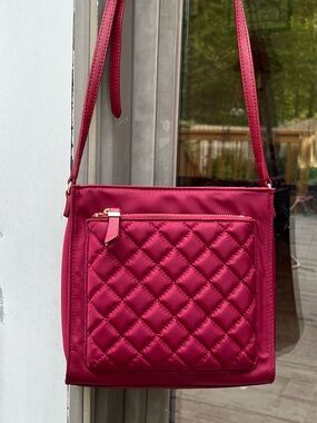 Talbots quilted satin crossbody bag burgundy/maroon
